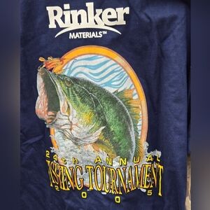 Hanes Beefy Rinker 2005 Blue Sz XL Men Medium Navy Bass Fishing Cotton T-Shirt